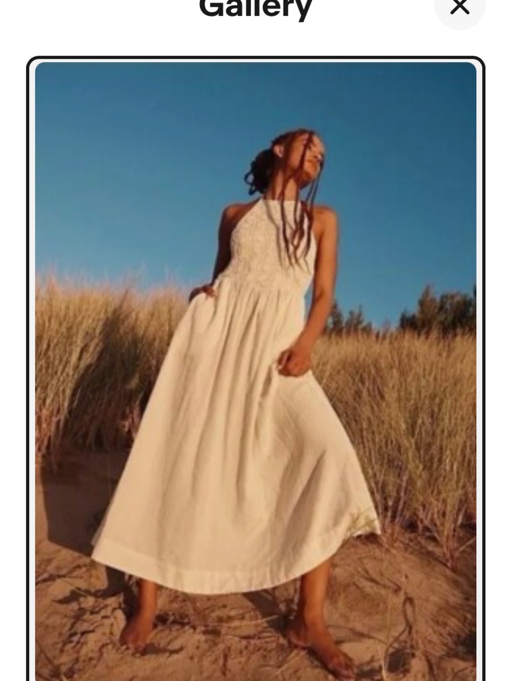FREE PEOPLE S M GITANA MIDI DRESS SMOCKED HALTER IVORY